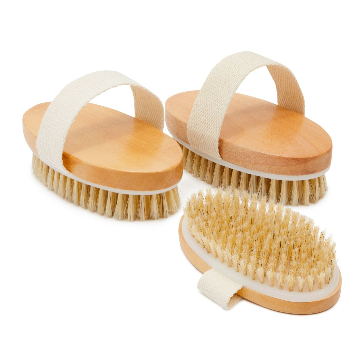 Natural Birch Wood Body Brush, Dry Brushing Skin Scrubber for Home Spa (4.9 x 2.5 In, 3 Pack)